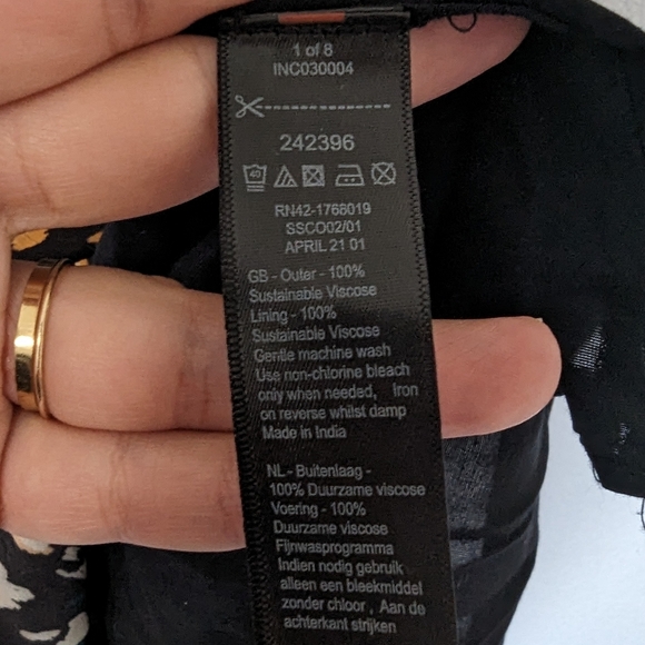 Monsoon Fia Feather Print Hanky Hem Dress Black Size 18 - Picture 7 of 9